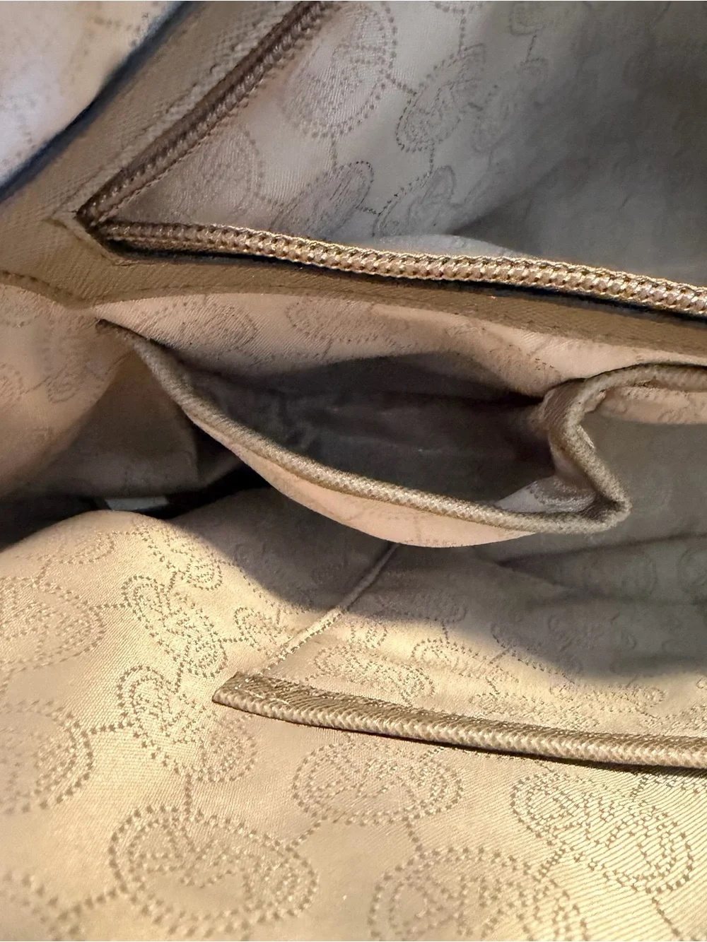 Michael Kors Taupe Saffiano Leather Tote with Gold Logo Charm